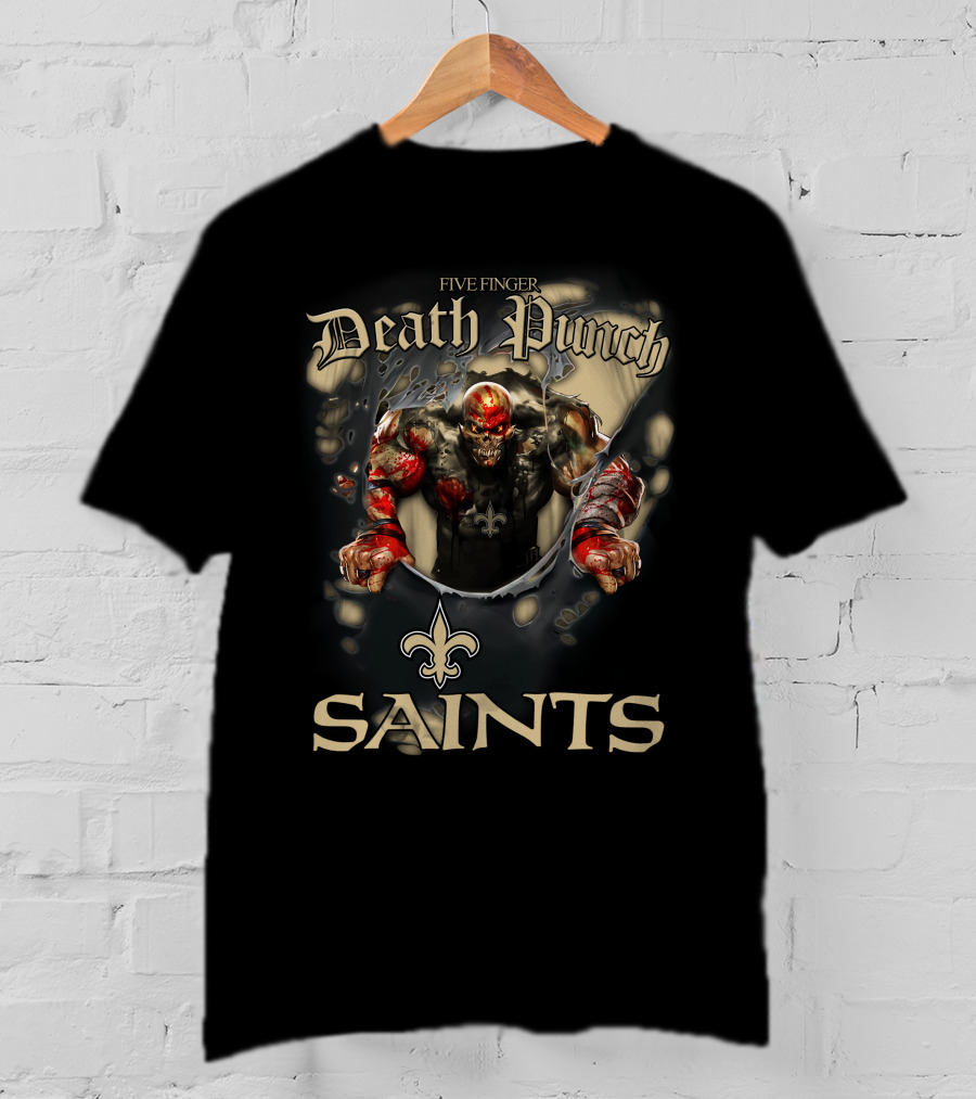 Harley Davidson Motorcycle Biker Five Finger Death Punch Nfl New Orleans Saints T-Shirt