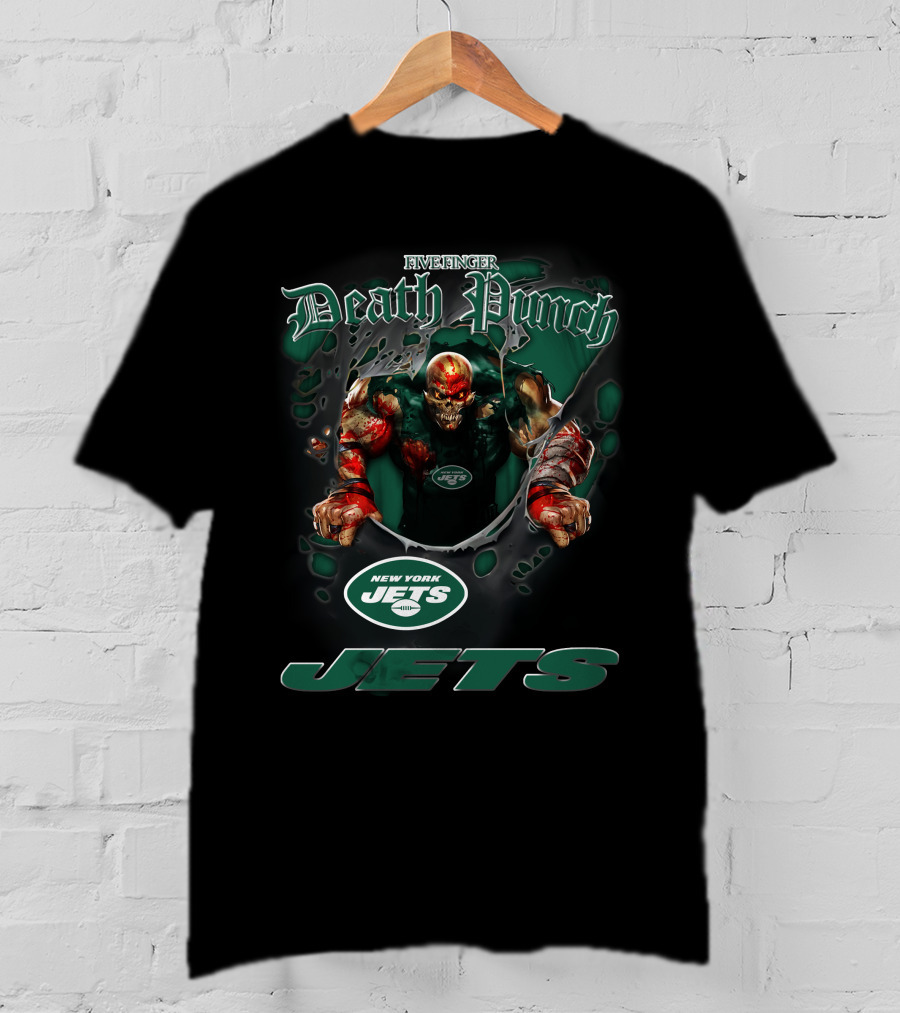 Five Finger Death Punch New York Jets Harley Davidson Motorcycle Biker Nfl T-Shirt