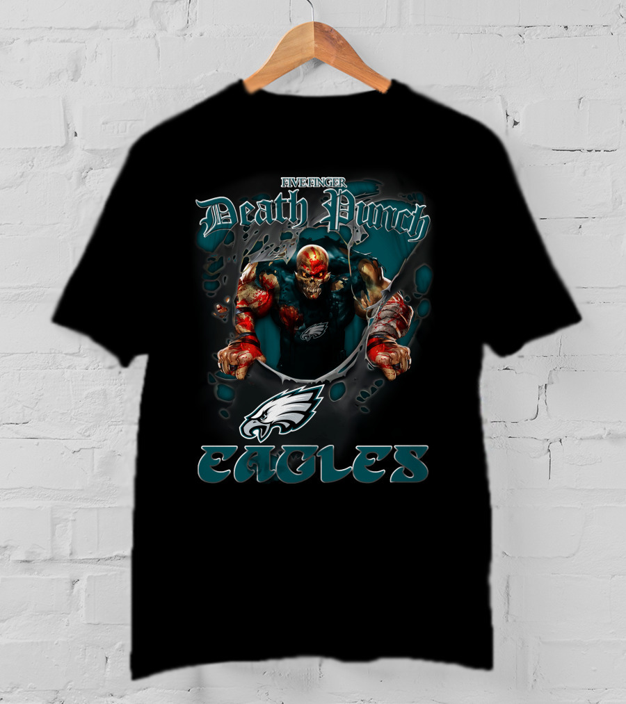 Five Finger Death Punch Eagles Harley Davidson Motorcycle Biker Nfl Philadelphia Eagles T-Shirt