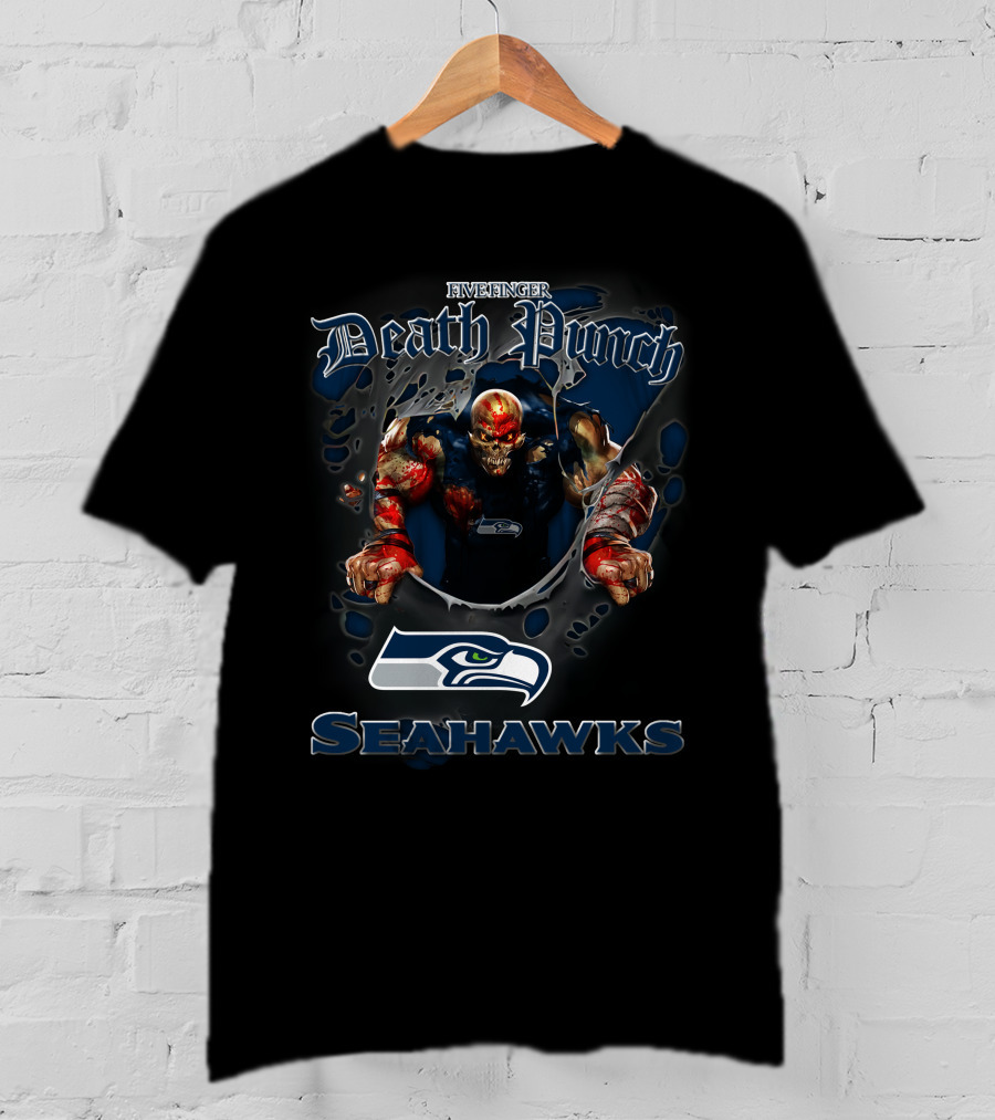 Five Finger Death Punch Seattle Seahawks Nfl Harley Davidson Motorcycle Biker T-Shirt
