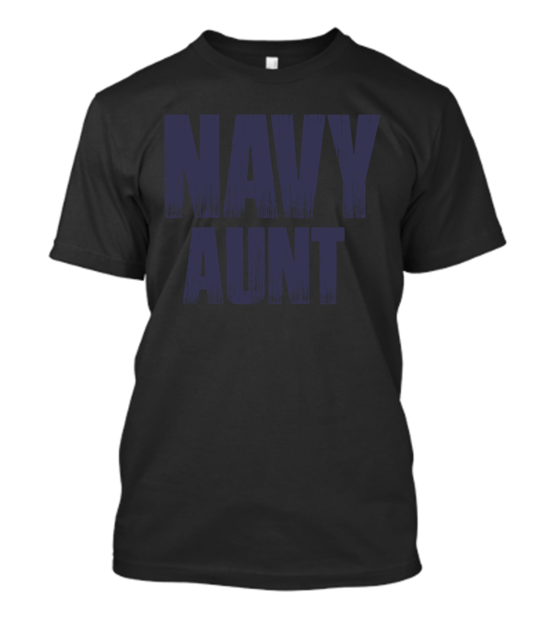 NAVY AUNT Bold Distressed Typography T-Shirt