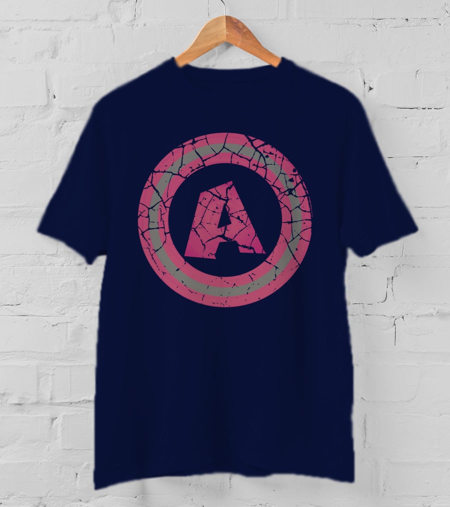 Cracked Pink And Grey Letter A With Circle T-Shirt