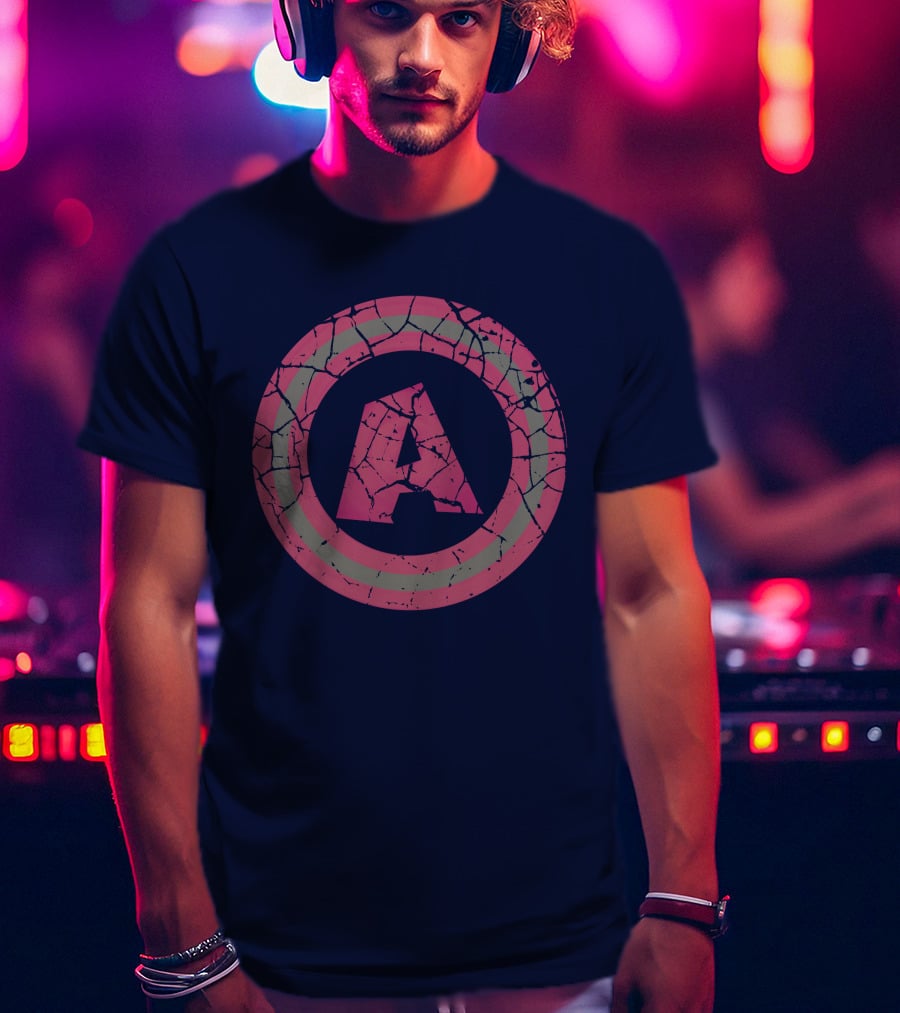 Cracked Pink And Grey Letter A With Circle T-Shirt
