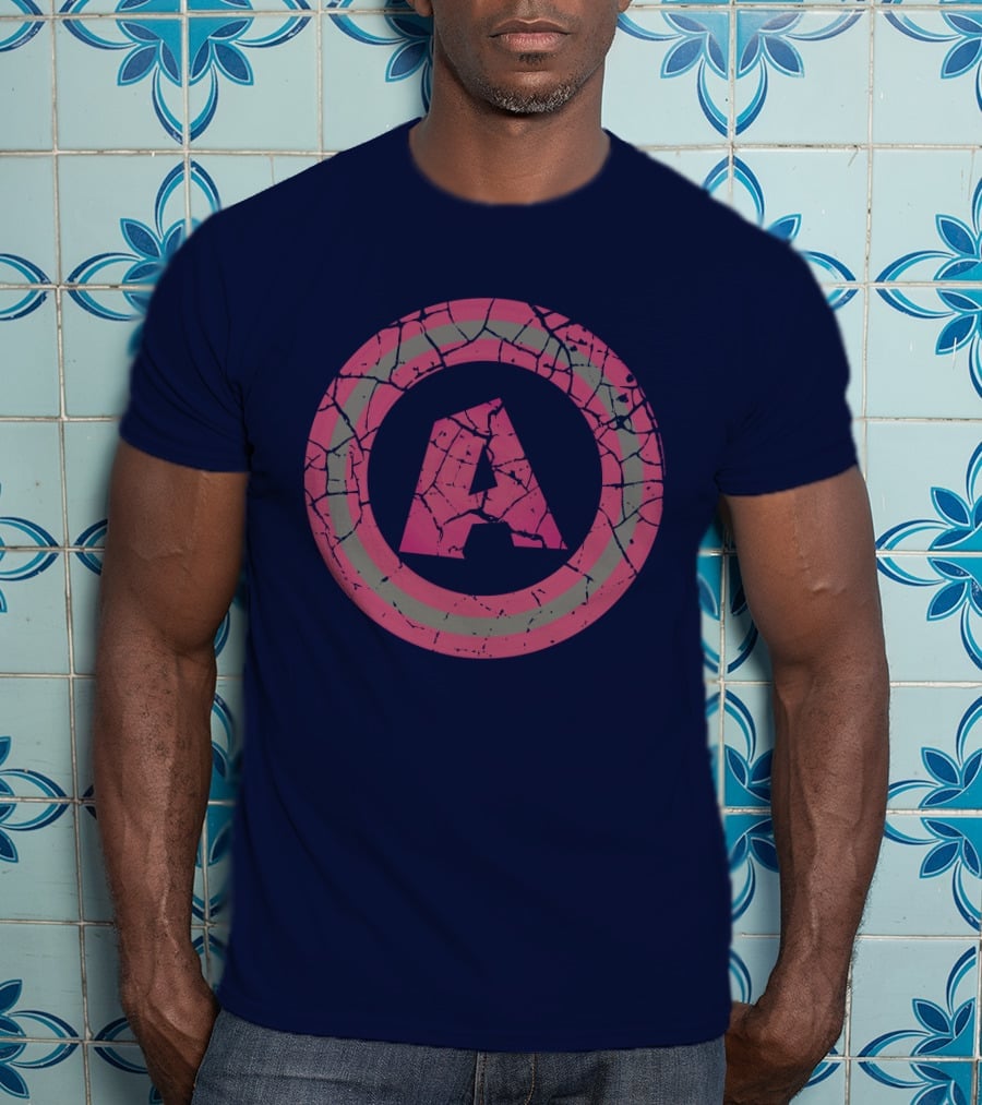 Cracked Pink And Grey Letter A With Circle T-Shirt
