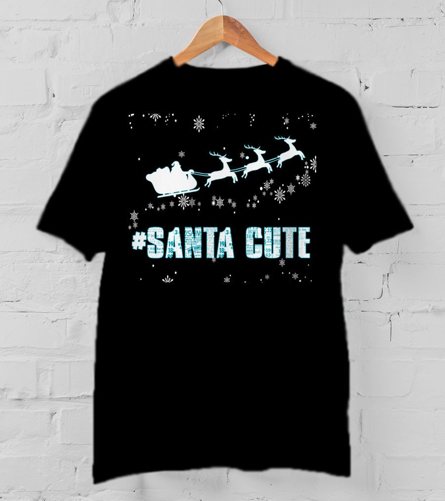 Santa Cute Reindeer Sleigh Snowflakes T-Shirt