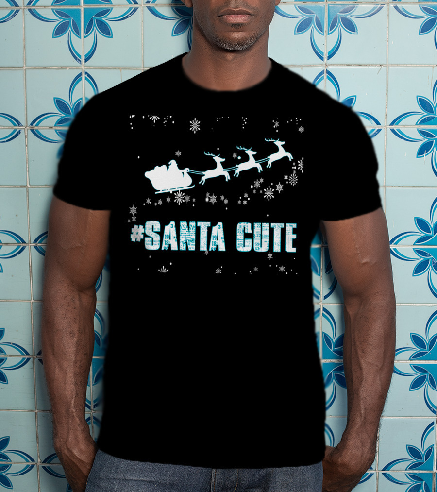 Santa Cute Reindeer Sleigh Snowflakes T-Shirt