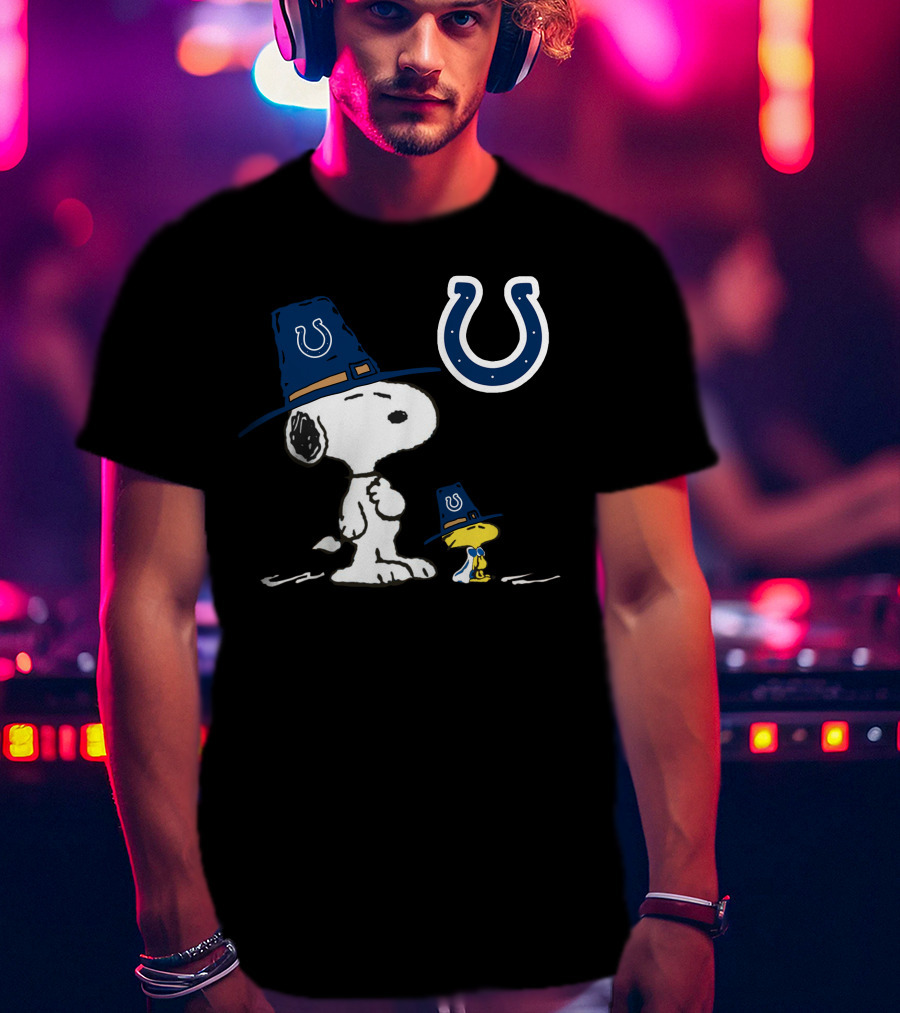 Indianapolis Colts Snoopy Woodstock Thanksgiving Hat T-Shirt
