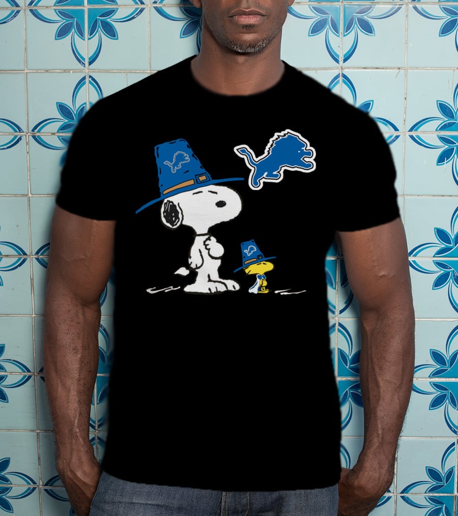 Detroit Lions Snoopy Woodstock Thanksgiving T-Shirt