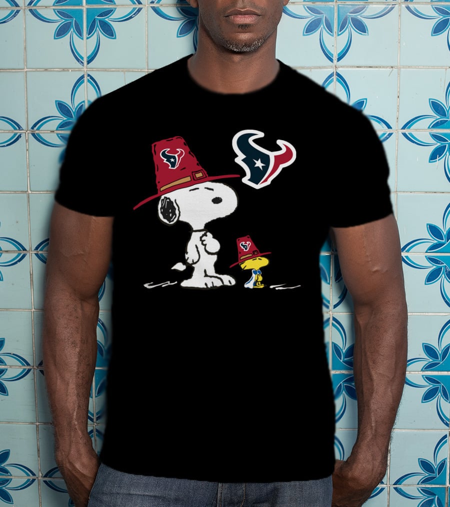 Houston Texans Snoopy And Woodstock Cowboy Hat T-Shirt