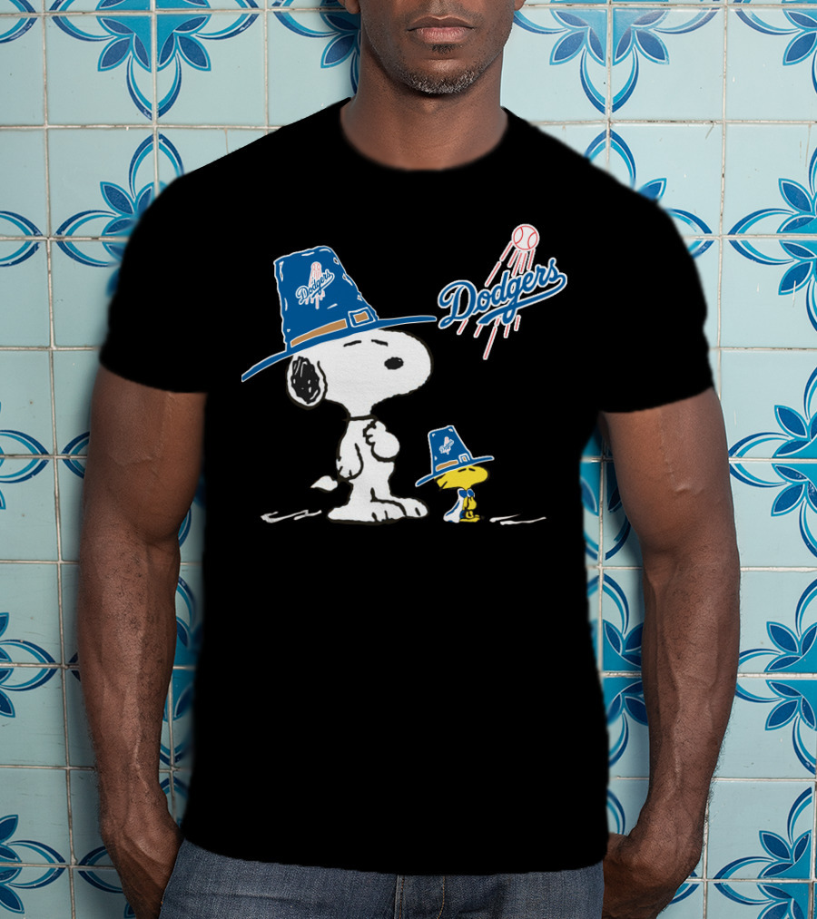 Los Angeles Dodgers Snoopy Woodstock Baseball Hat Peanuts T-Shirt