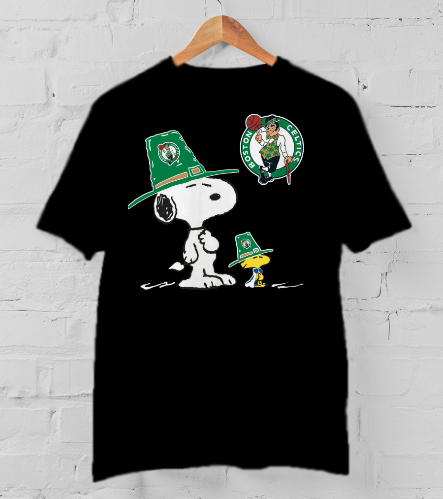 Boston Celtics Snoopy Woodstock Basketball T-Shirt