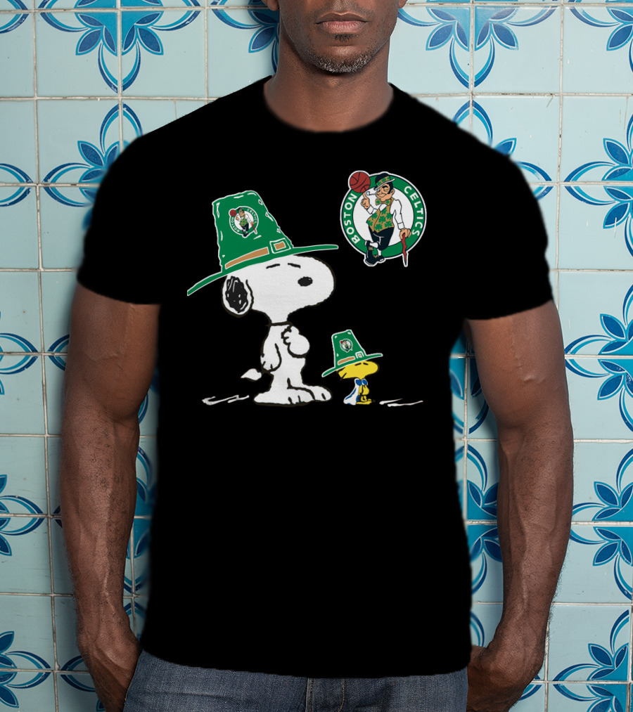 Boston Celtics Snoopy Woodstock Basketball T-Shirt