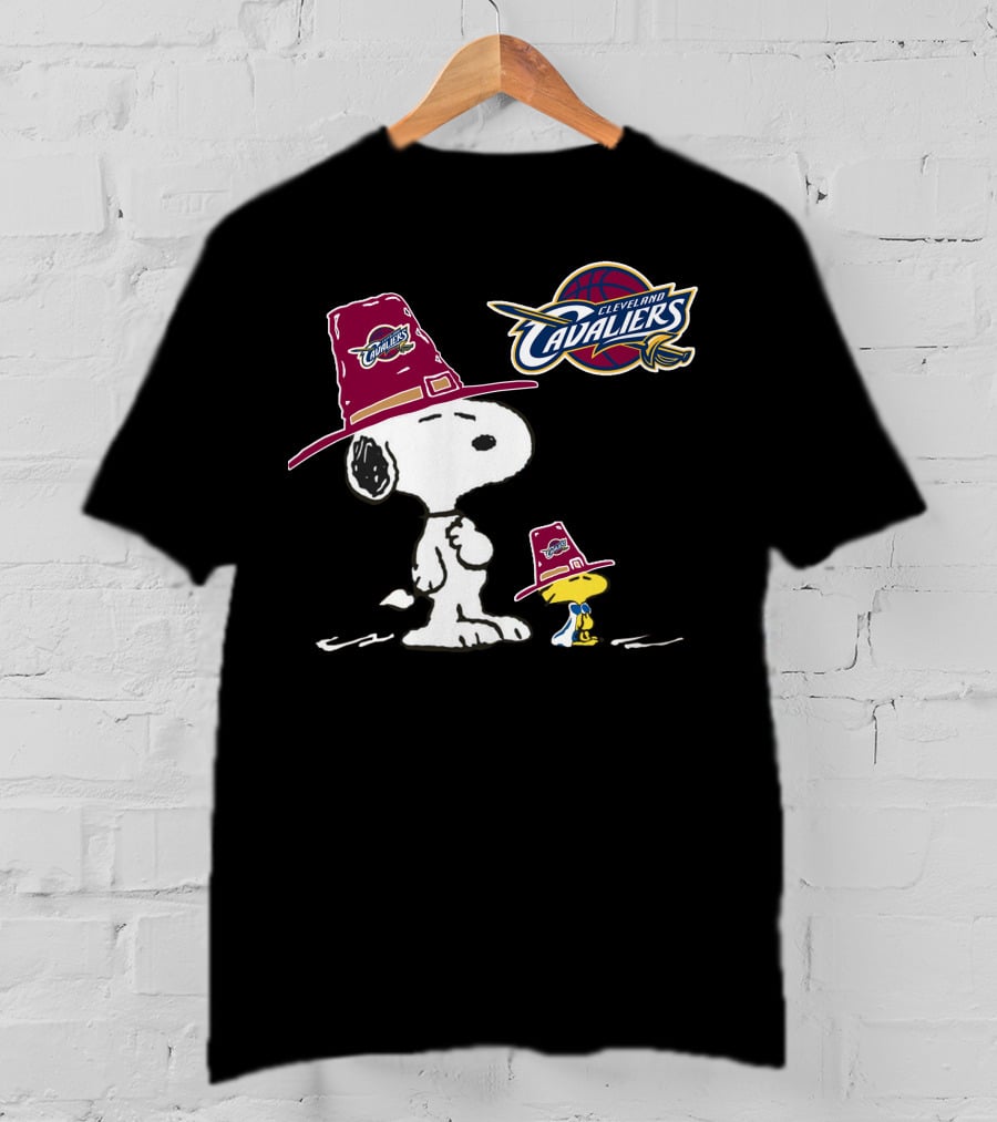Cleveland Cavaliers Snoopy And Woodstock In Cavaliers Hats T-Shirt