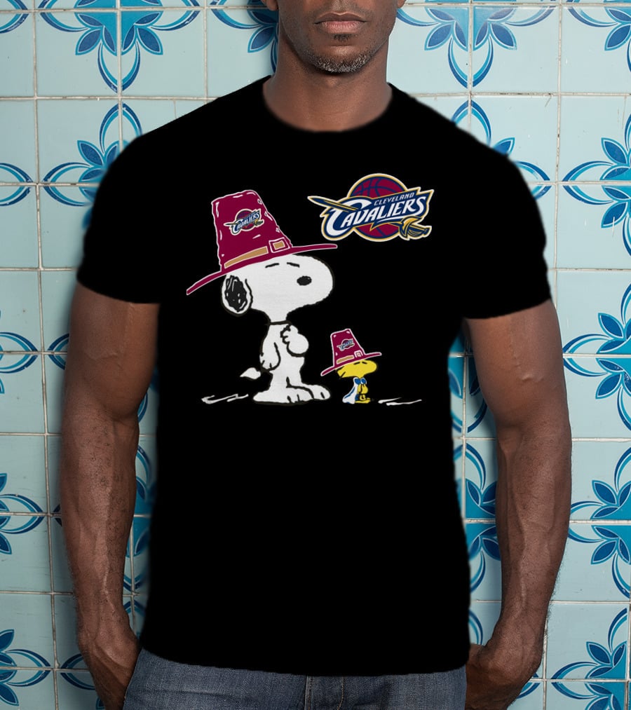 Cleveland Cavaliers Snoopy And Woodstock In Cavaliers Hats T-Shirt