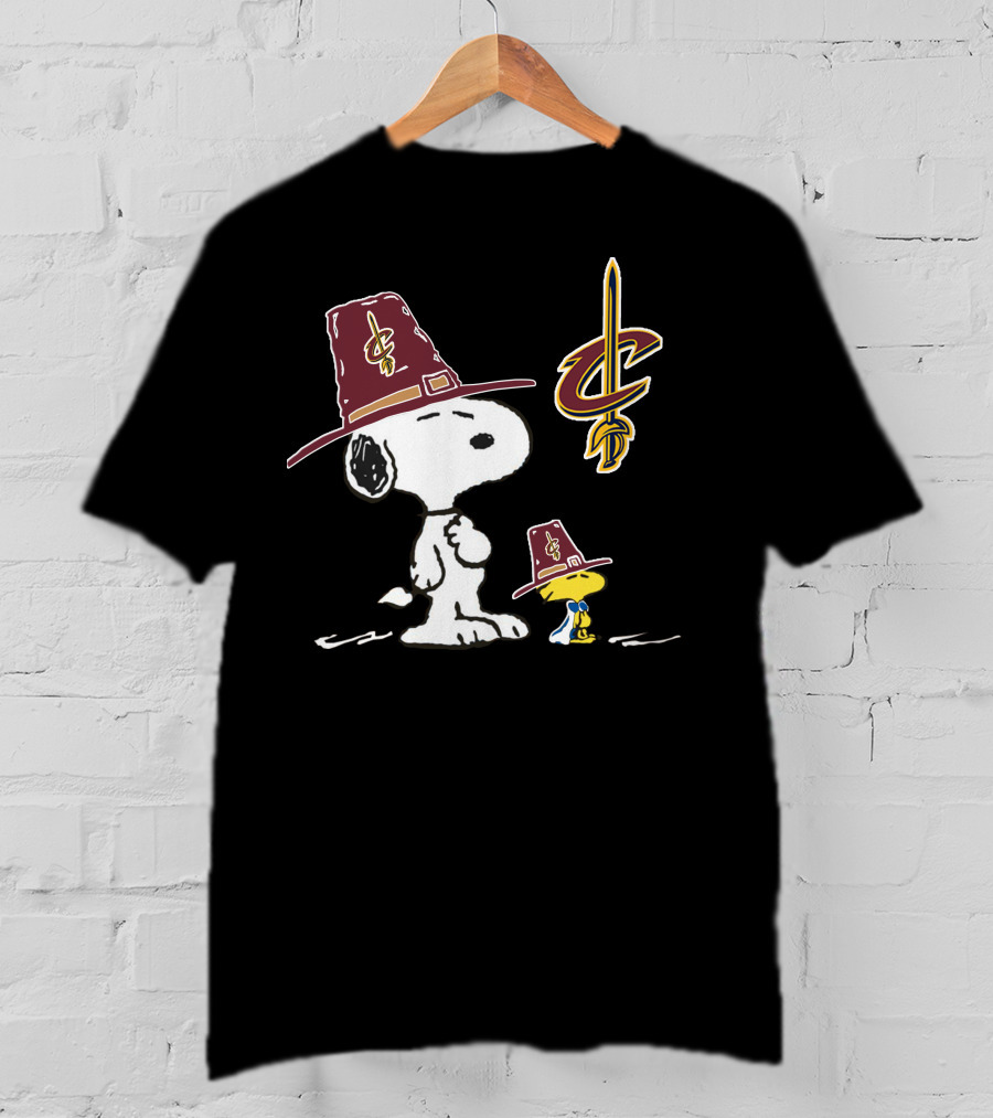 Cleveland Cavaliers Snoopy Woodstock Pilgrim Hats T-Shirt