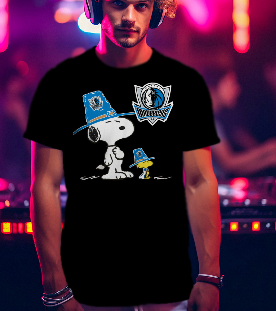 Dallas Mavericks Snoopy And Woodstock Pilgrim Hats T-Shirt