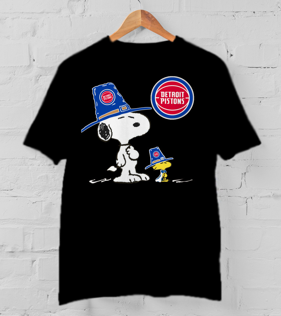 Detroit Pistons Snoopy And Woodstock With Basketball T-Shirt