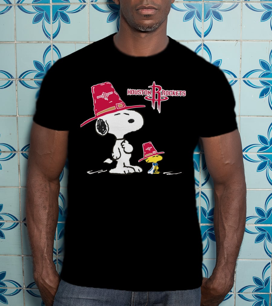 Houston Rockets Snoopy Woodstock Cowboy Hat T-Shirt