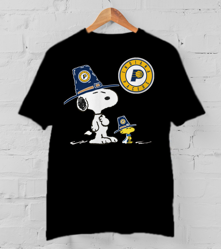 Indiana Pacers Snoopy And Woodstock In Team Hats T-Shirt