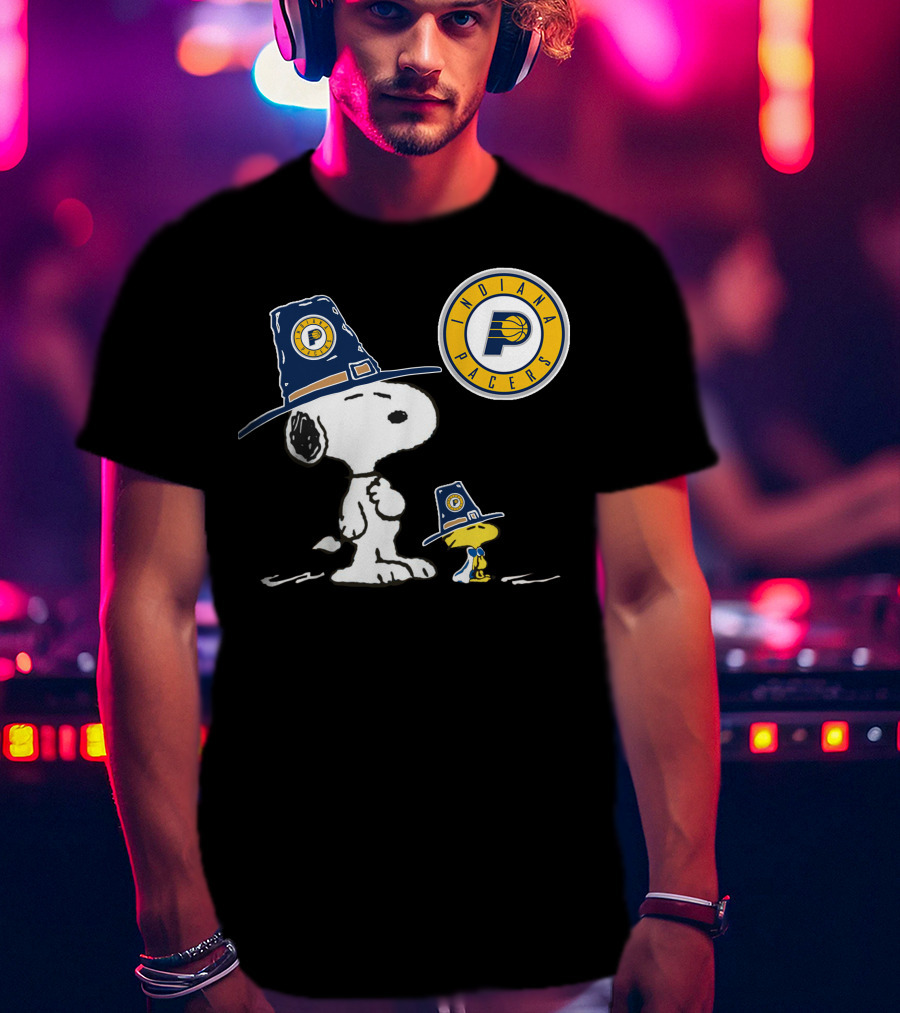 Indiana Pacers Snoopy And Woodstock In Team Hats T-Shirt