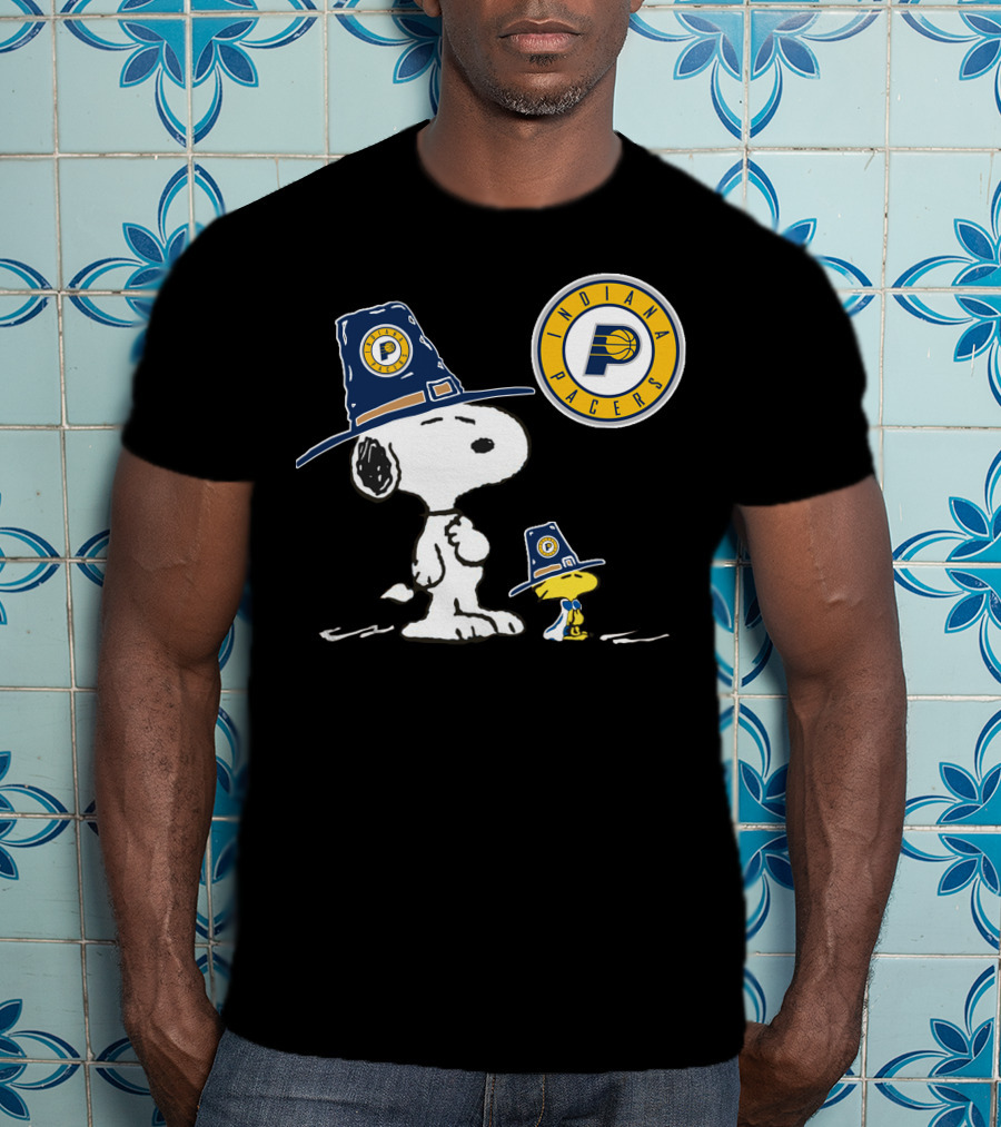 Indiana Pacers Snoopy And Woodstock In Team Hats T-Shirt