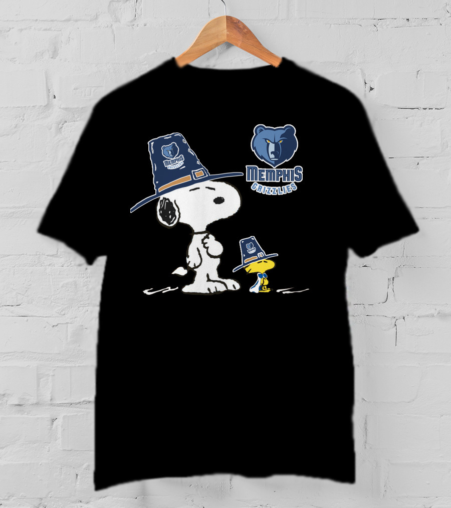 Memphis Grizzlies Snoopy And Woodstock Pilgrim Hats T-Shirt