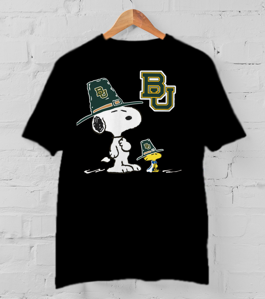 Baylor BU Snoopy And Woodstock In BU Green Hats T-Shirt