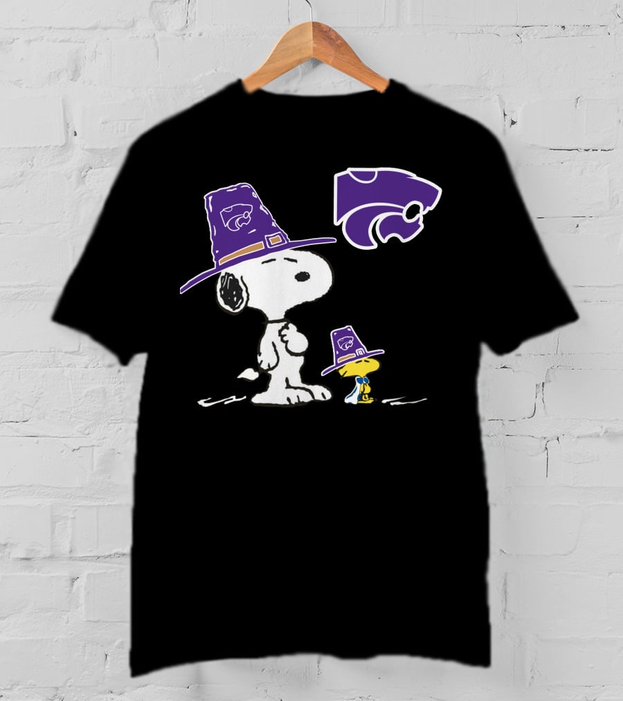 Kansas State Wildcats Snoopy And Woodstock Pilgrim Hats T-Shirt