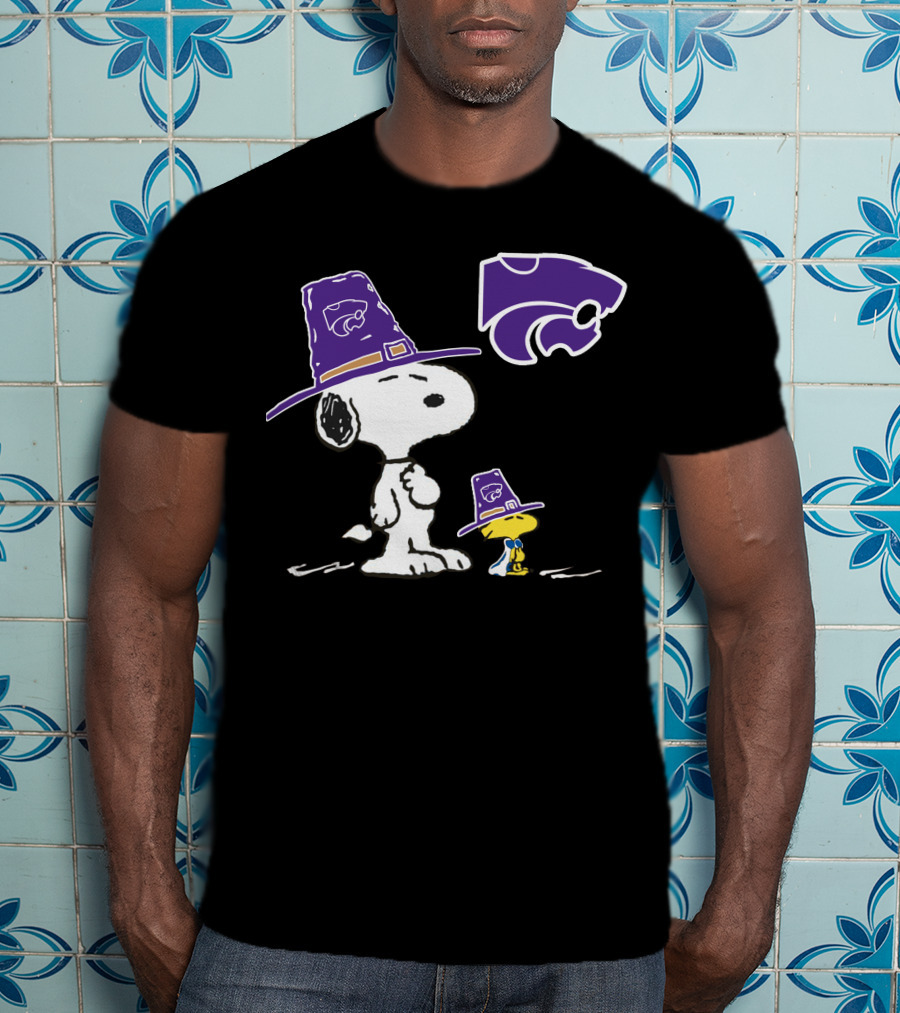 Kansas State Wildcats Snoopy And Woodstock Pilgrim Hats T-Shirt