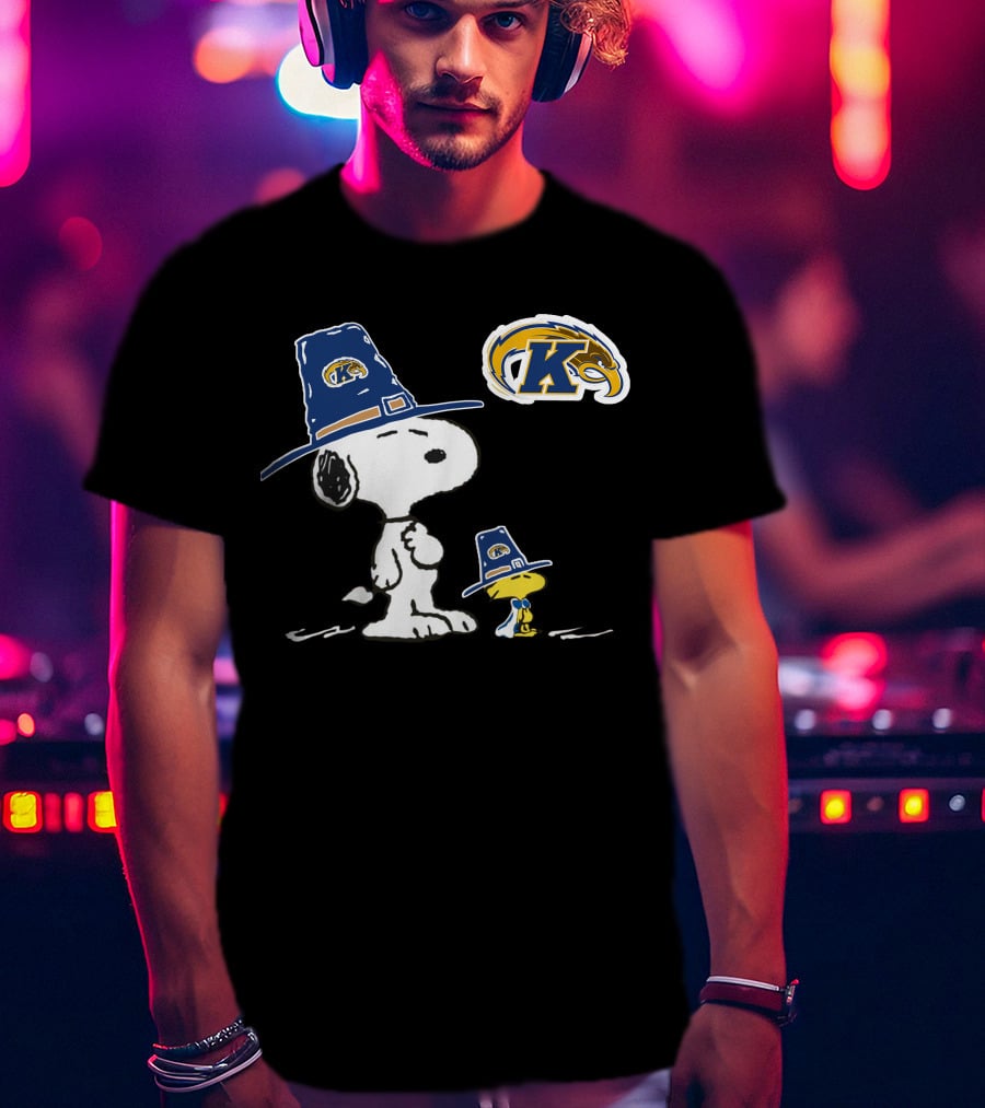 Kent State Golden Flashes Snoopy And Woodstock Pilgrim Hats T-Shirt