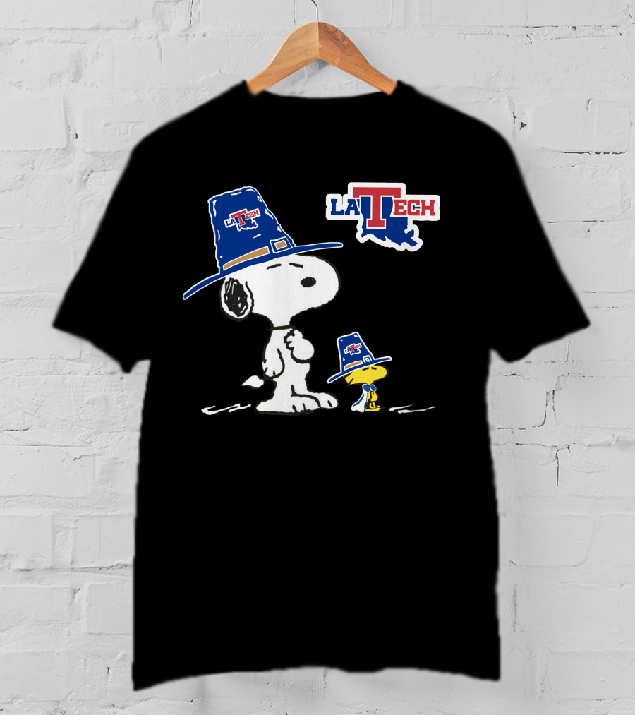 LA Tech Snoopy And Woodstock With Hats T-Shirt