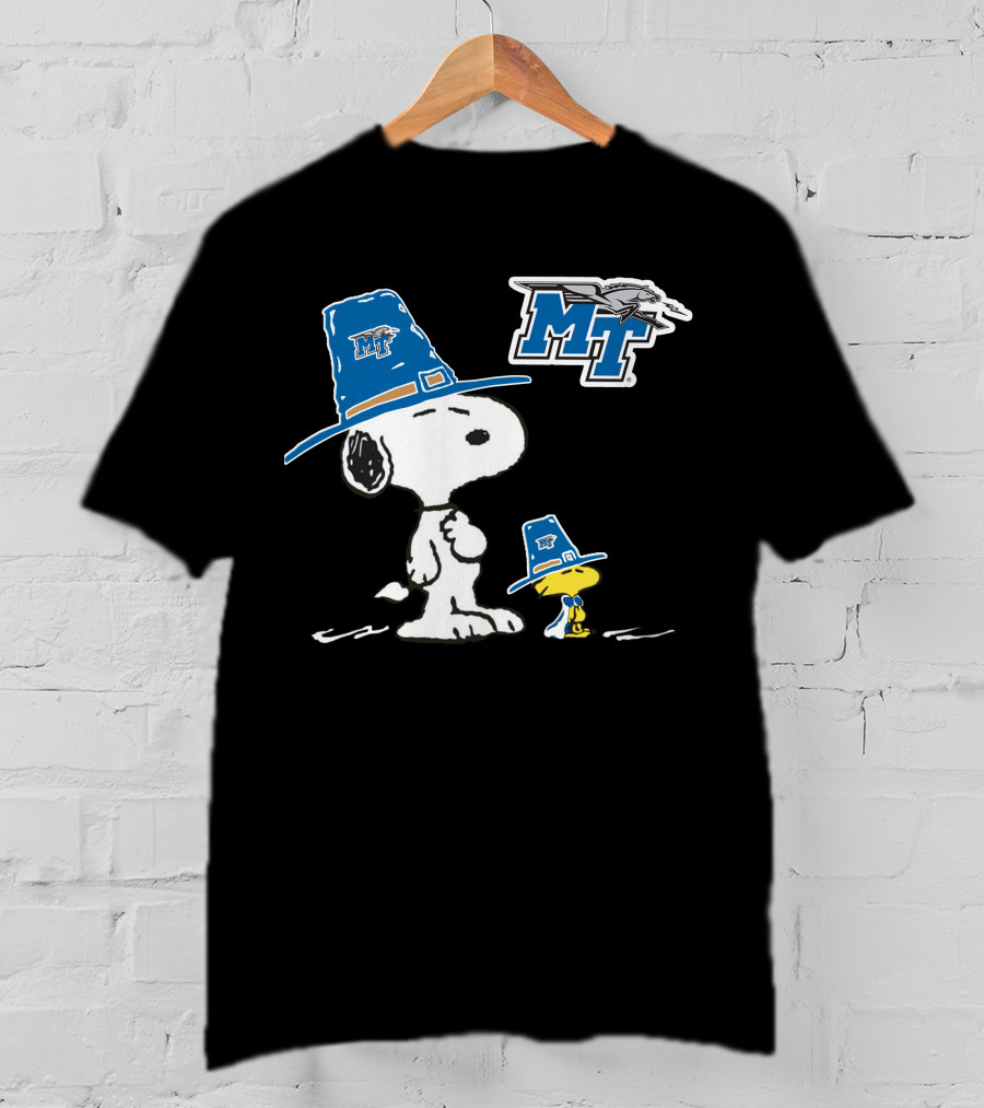 Middle Tennessee Blue Raiders Snoopy And Woodstock With MT T-Shirt