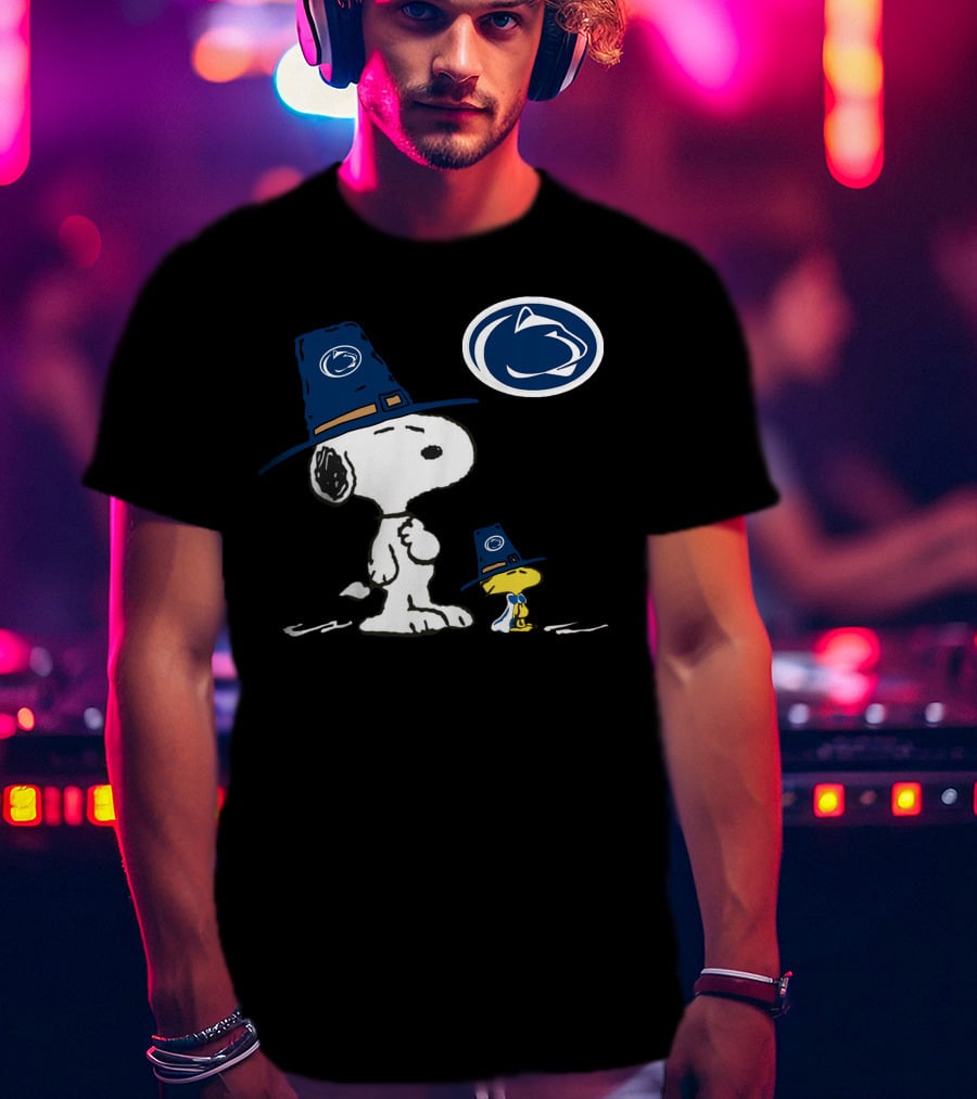 Penn State Nittany Lions Snoopy And Woodstock Pilgrim Hats Peanuts Football T-Shirt
