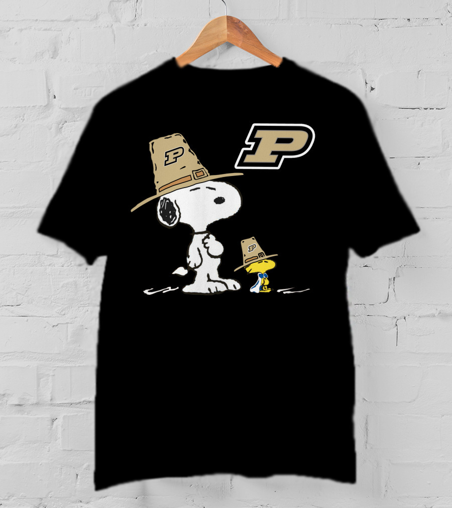 Purdue Boilermakers Snoopy Woodstock P Hat T-Shirt