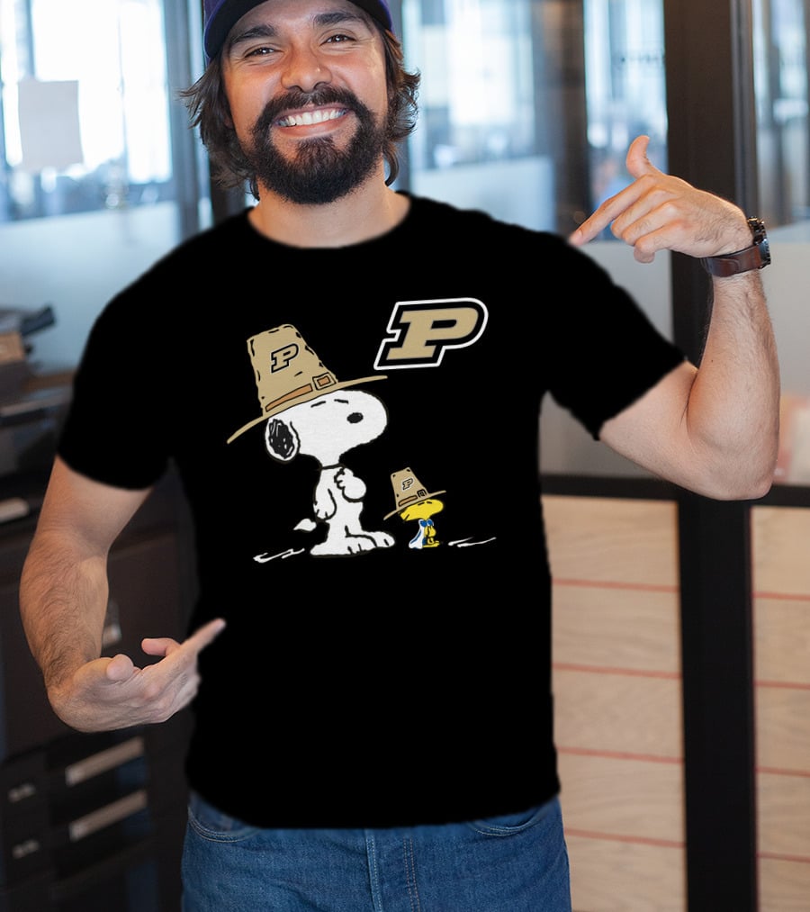 Purdue Boilermakers Snoopy Woodstock P Hat T-Shirt