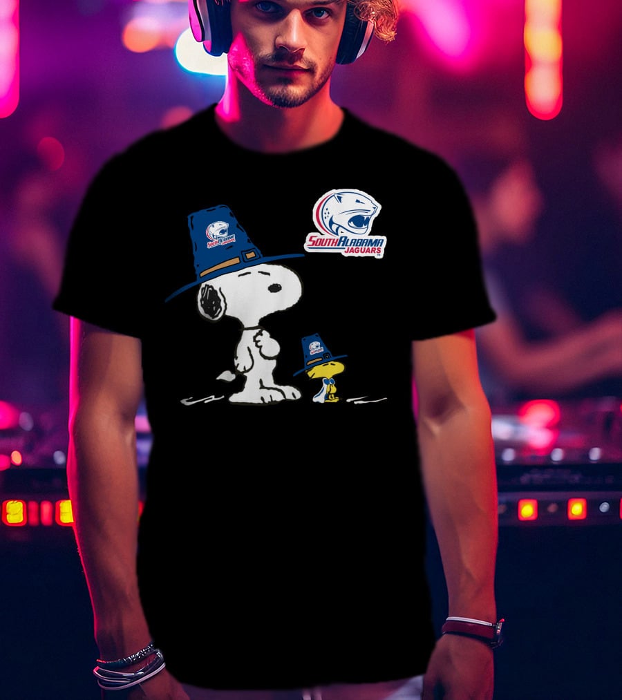 South Alabama Jaguars Snoopy And Woodstock Thanksgiving Hats T-Shirt