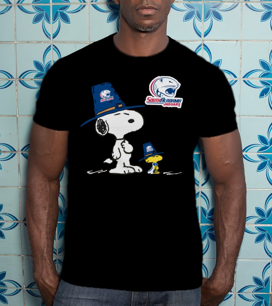South Alabama Jaguars Snoopy And Woodstock Thanksgiving Hats T-Shirt