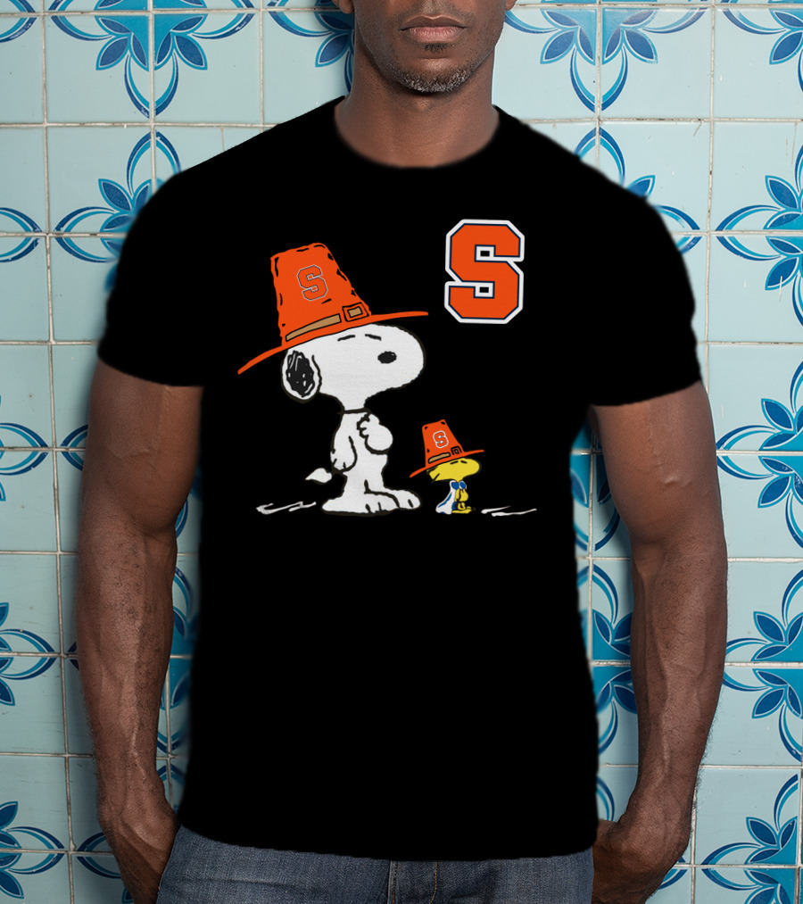 Syracuse Orange Snoopy Woodstock Pilgrim Hats T-Shirt