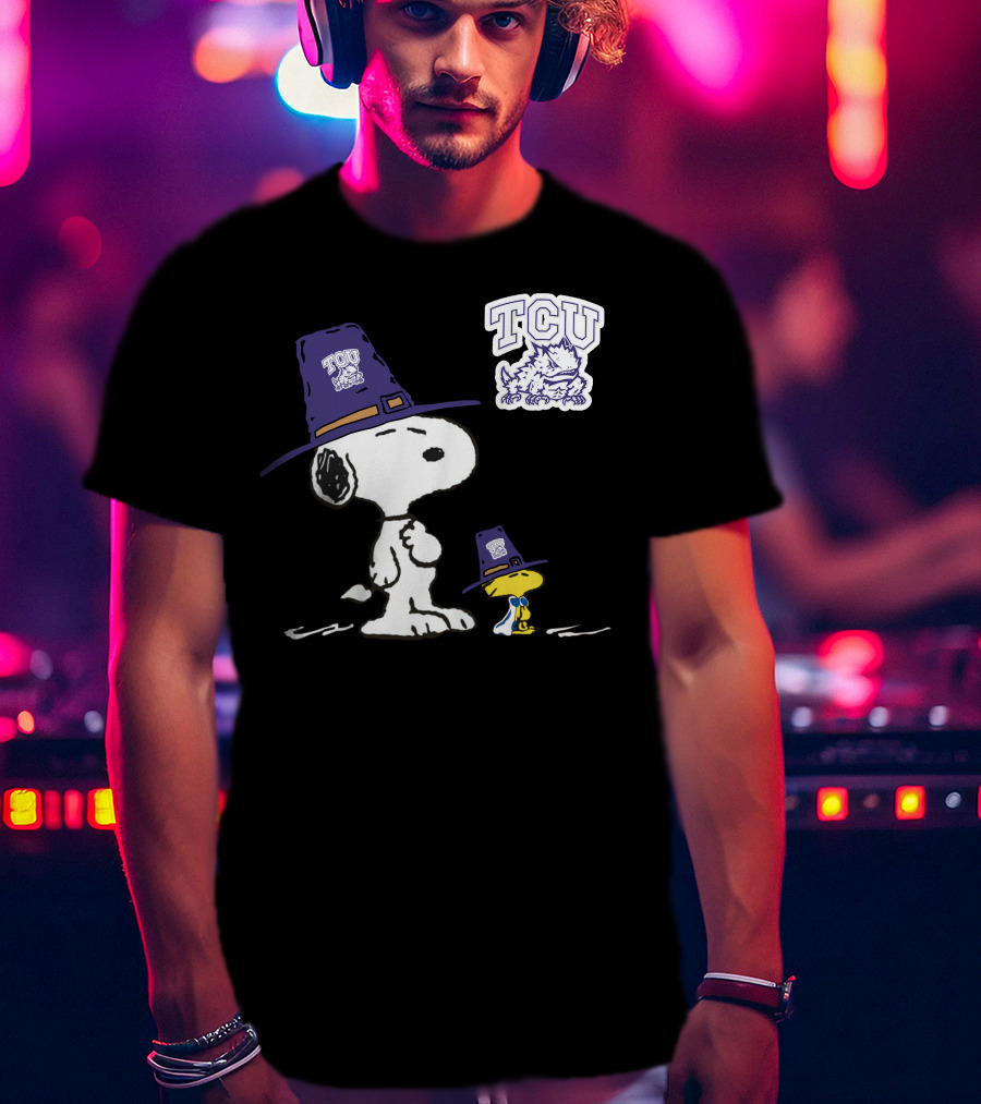 TCU Horned Frogs Snoopy Woodstock Pilgrim Hat T-Shirt