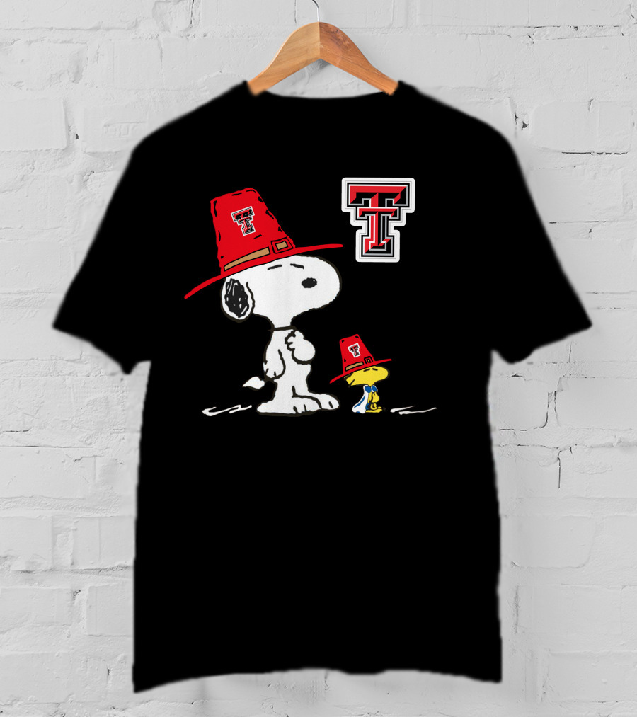 Texas Tech Red Raiders Snoopy Woodstock TTU Hat T-Shirt