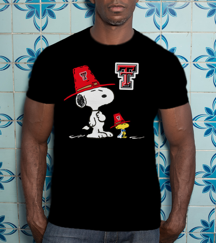 Texas Tech Red Raiders Snoopy Woodstock TTU Hat T-Shirt