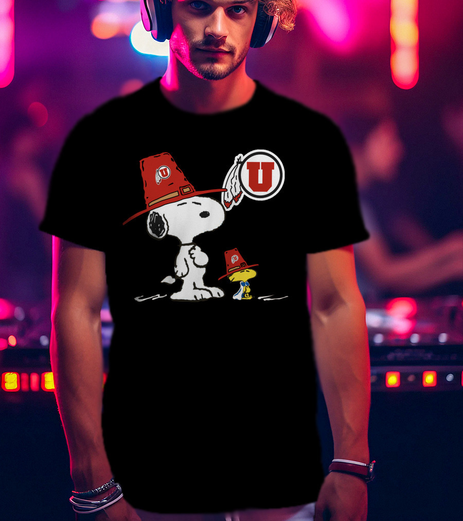 Utah Utes Snoopy Woodstock Football Fan Gear T-Shirt