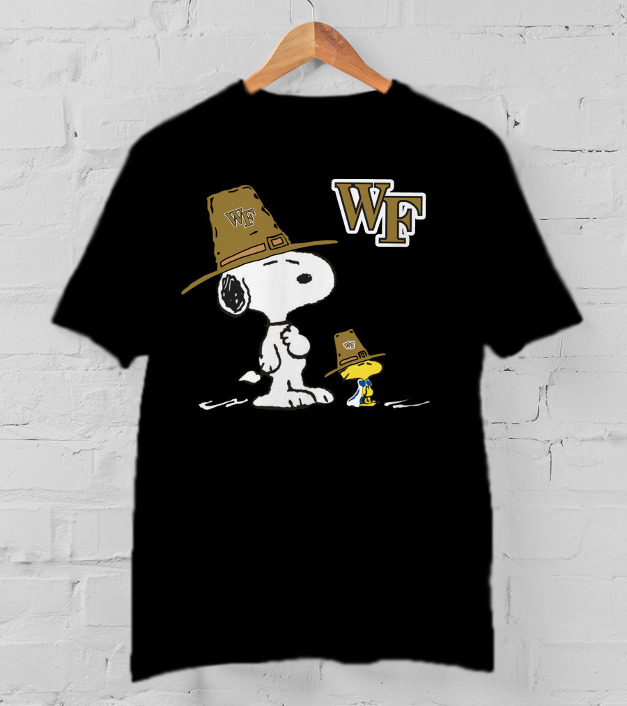 Wake Forest Demon Deacons Snoopy WF Hat Woodstock T-Shirt