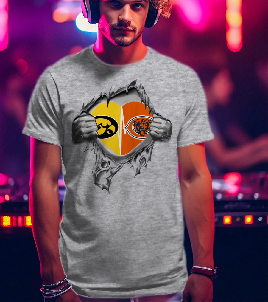 Iowa Hawkeyes Vs Chicago Bears Heart T-Shirt