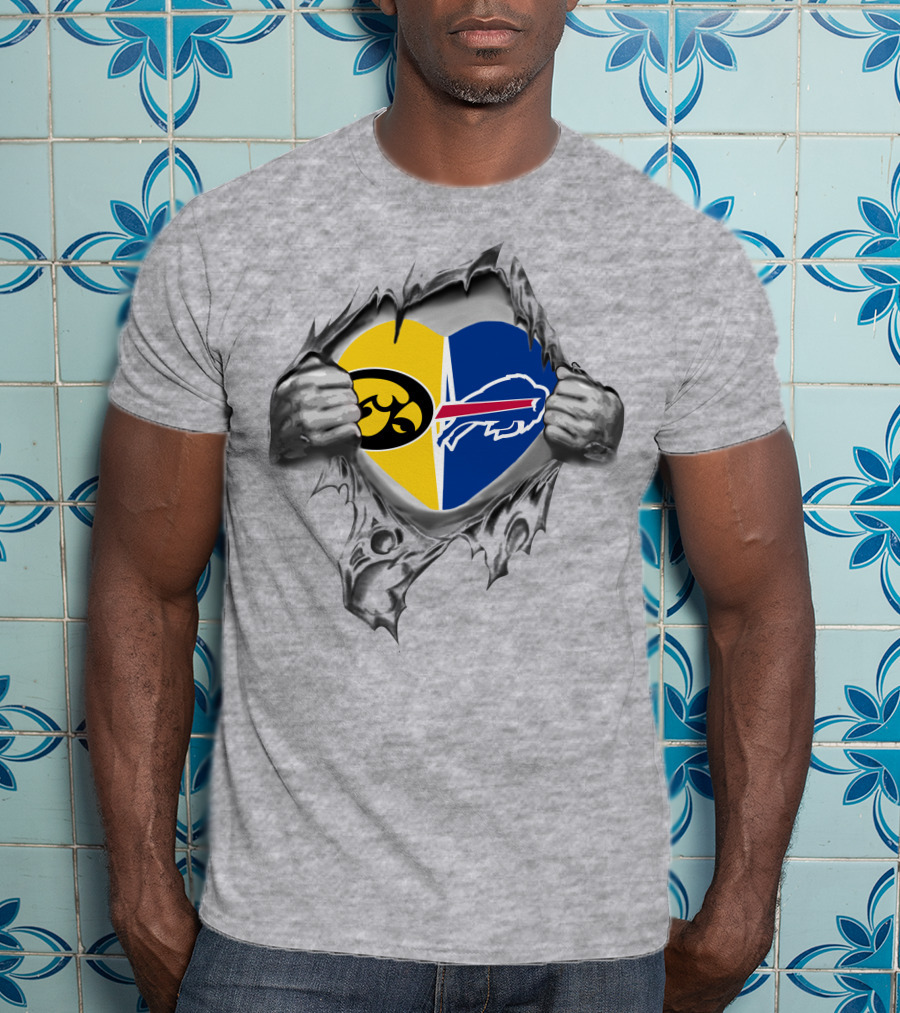 Iowa Hawkeyes Buffalo Bills Torn Heart Rivalry T-Shirt