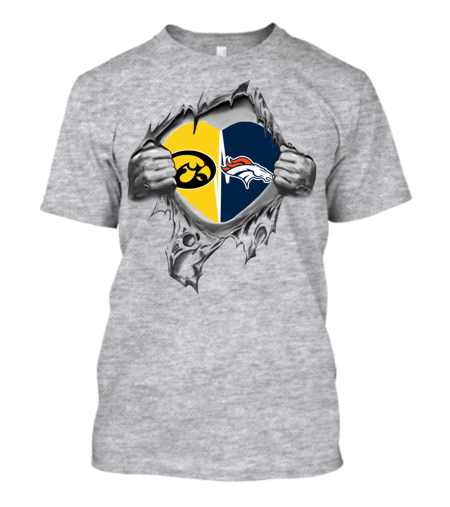 Iowa Hawkeyes Heart With Broncos T-Shirt