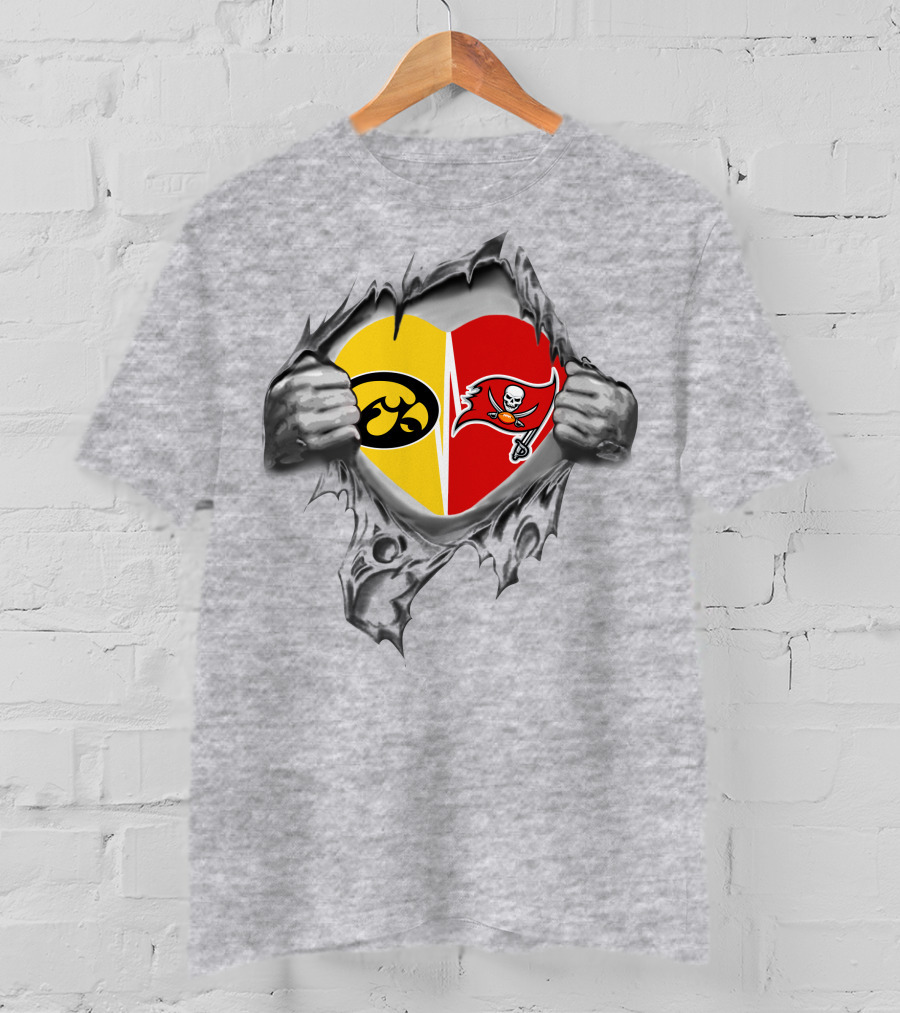 Iowa Hawkeyes Buccaneers Heart Logo Split T-Shirt