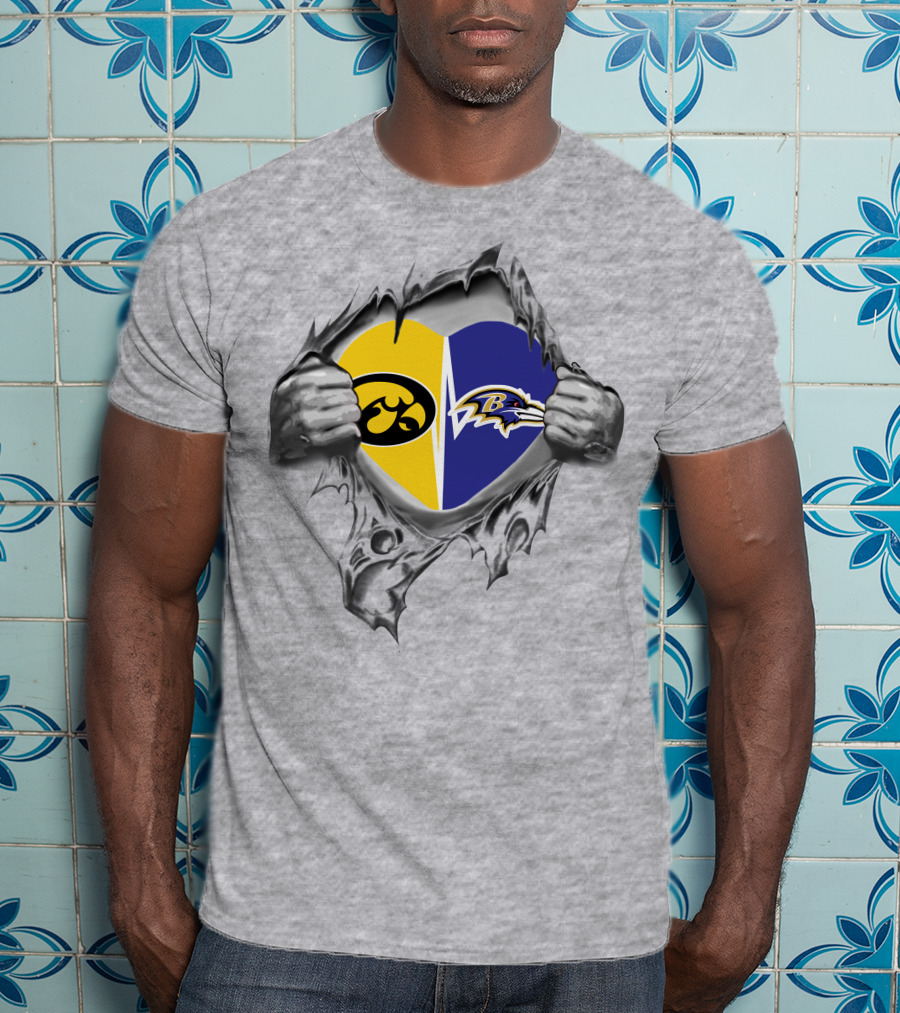 Iowa Hawkeyes Ravens Heart Logo Clash T-Shirt