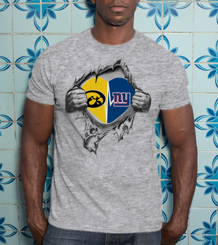 Iowa Hawkeyes New York Giants Heart T-Shirt