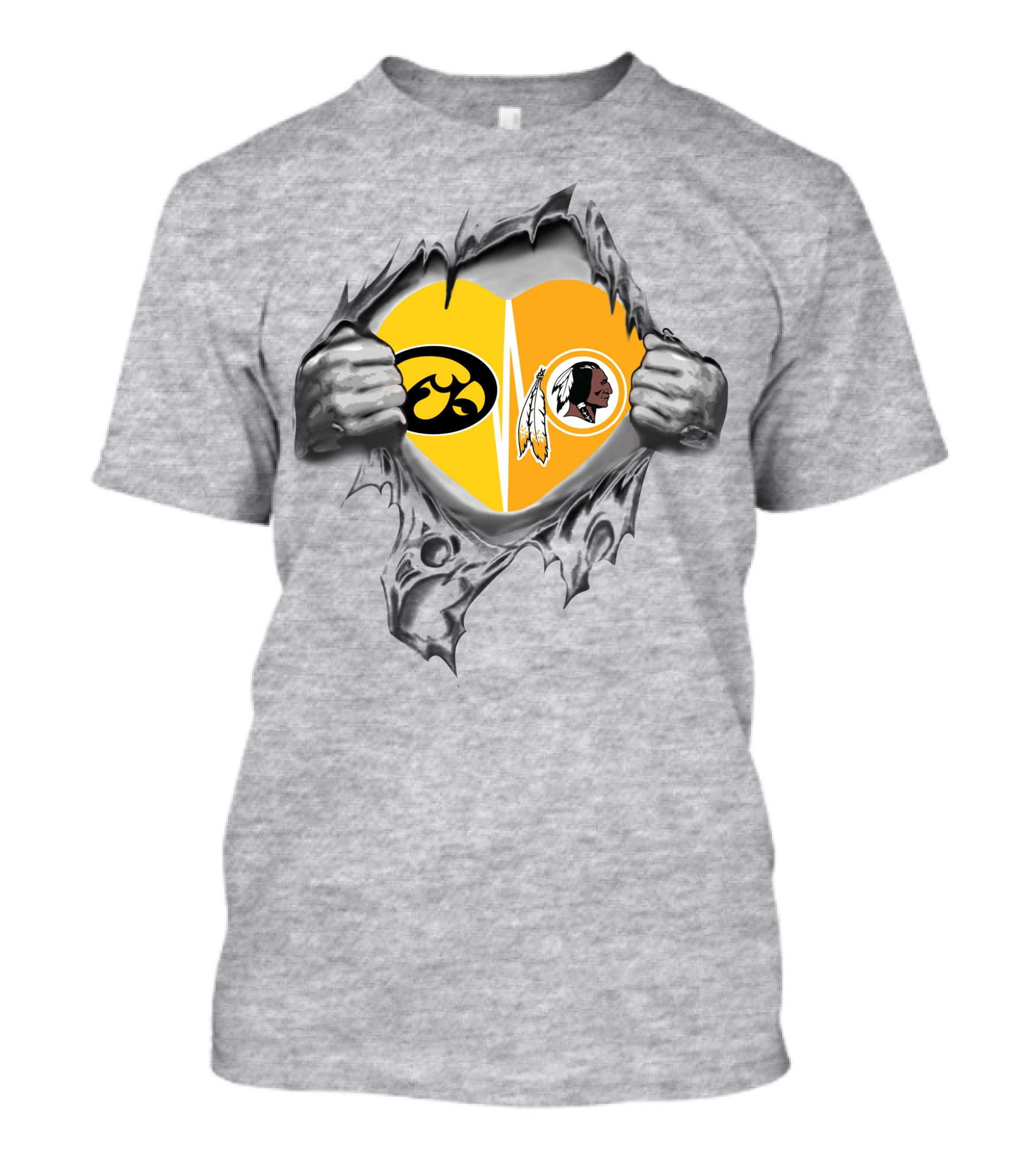 Iowa Hawkeyes Redskins Heart Tear Logo Battle T-Shirt